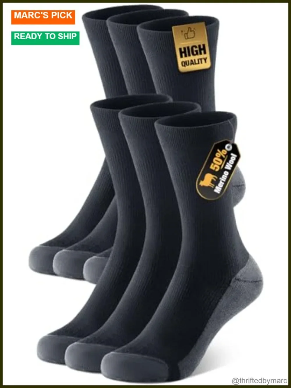 Merino Wool Hiking Socks for Men Women 3 Pair Lightweight Breathable Seamless